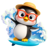 Pingouin surfeur